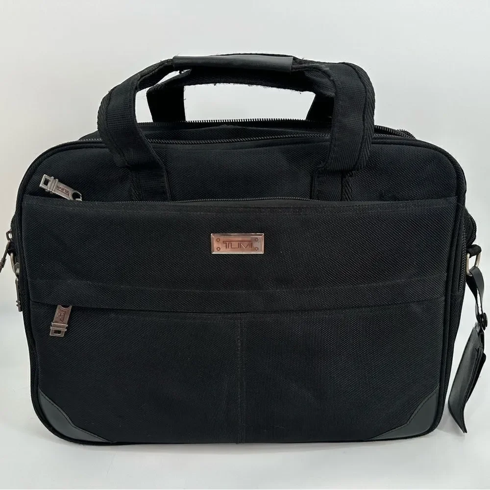Tumi Organizer Portfolio Briefcase Laptop Bag Black Travel Bag Flawed
